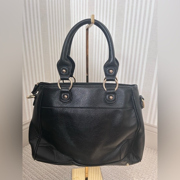 Danbury Mint “PC” Personalized Black Top Handle Satchel Handbag Gold Hardware - Picture 7 of 10